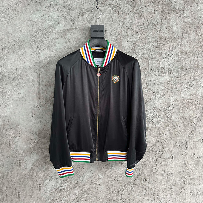 casablanca heart emblem silk bomber jacket